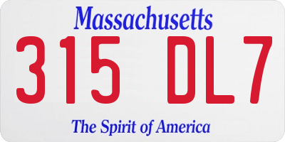 MA license plate 315DL7