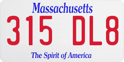MA license plate 315DL8