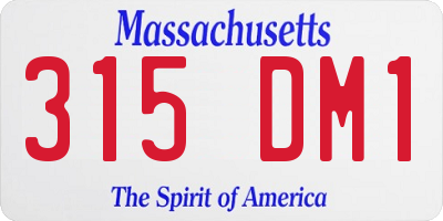 MA license plate 315DM1