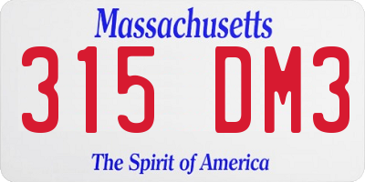 MA license plate 315DM3