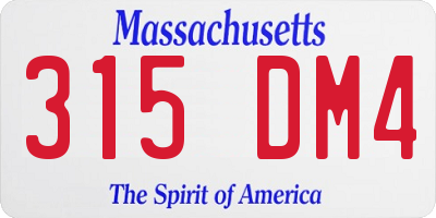MA license plate 315DM4