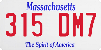 MA license plate 315DM7