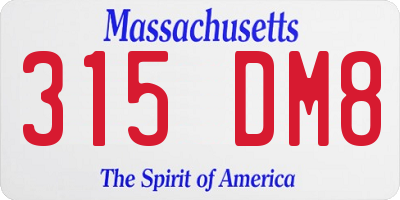 MA license plate 315DM8