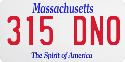 MA license plate 315DN0