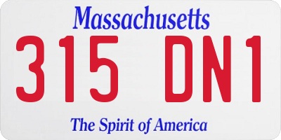 MA license plate 315DN1