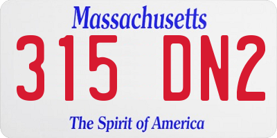 MA license plate 315DN2