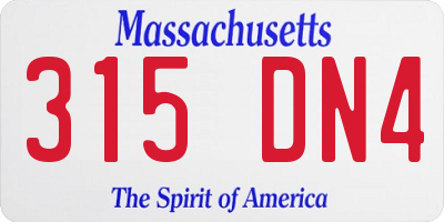 MA license plate 315DN4