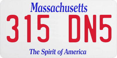 MA license plate 315DN5