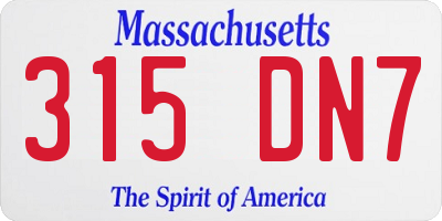MA license plate 315DN7