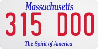 MA license plate 315DO0