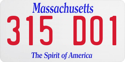 MA license plate 315DO1