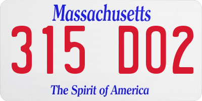 MA license plate 315DO2