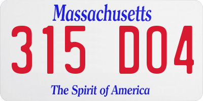 MA license plate 315DO4
