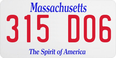 MA license plate 315DO6