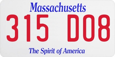 MA license plate 315DO8