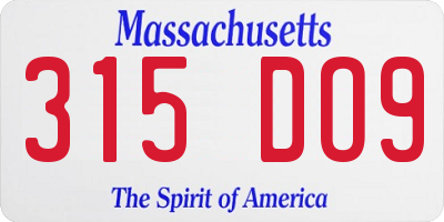 MA license plate 315DO9