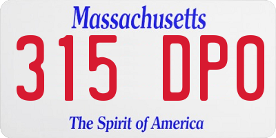 MA license plate 315DP0