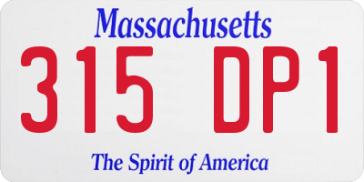 MA license plate 315DP1