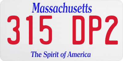 MA license plate 315DP2