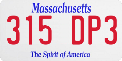 MA license plate 315DP3