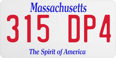 MA license plate 315DP4