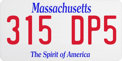 MA license plate 315DP5