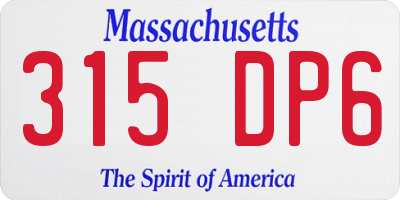 MA license plate 315DP6