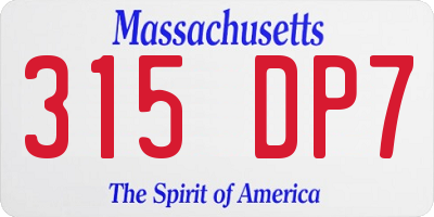 MA license plate 315DP7