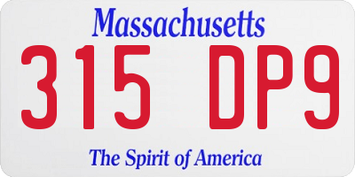 MA license plate 315DP9
