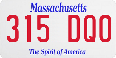MA license plate 315DQ0