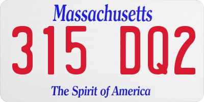 MA license plate 315DQ2