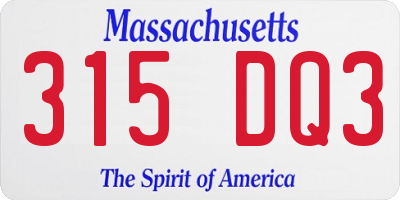 MA license plate 315DQ3