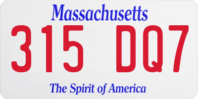 MA license plate 315DQ7