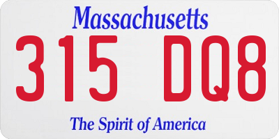 MA license plate 315DQ8