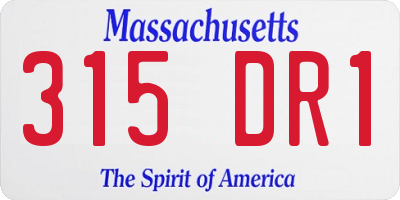 MA license plate 315DR1