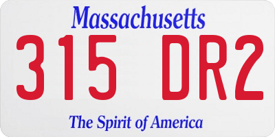 MA license plate 315DR2