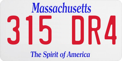 MA license plate 315DR4