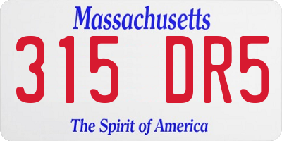 MA license plate 315DR5