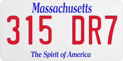MA license plate 315DR7