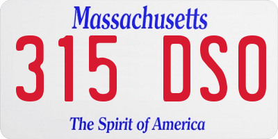 MA license plate 315DS0