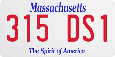 MA license plate 315DS1