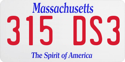 MA license plate 315DS3