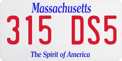 MA license plate 315DS5
