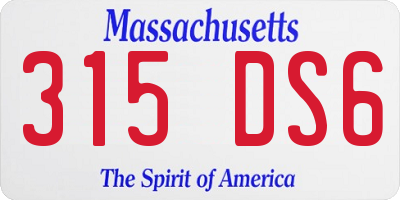 MA license plate 315DS6