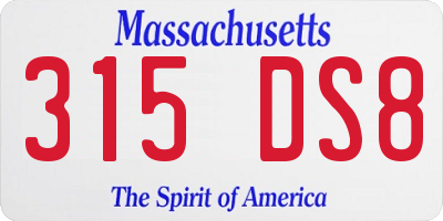 MA license plate 315DS8