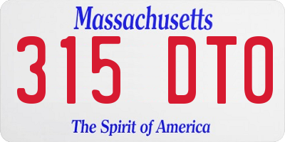 MA license plate 315DT0