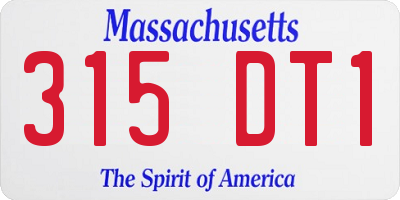 MA license plate 315DT1