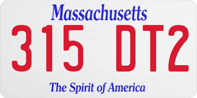 MA license plate 315DT2