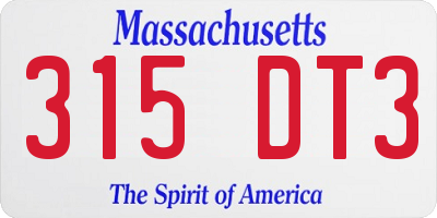 MA license plate 315DT3