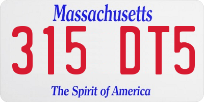 MA license plate 315DT5